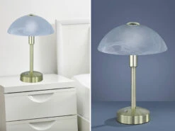 Trio Leuchten LED Tischleuchte DONNA - Messing, Alabaster Schirm - Dimmbar - 30cm