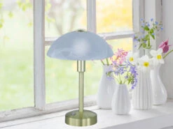 Trio Leuchten LED Tischleuchte DONNA - Messing, Alabaster Schirm - Dimmbar - 30cm -Bestes Beleuchtungs Geschäft led tischleuchte donna messing alabaster schirm di 4