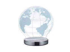 Reality Leuchten LED Tischleuchte GLOBE 3D Optik Chrom Lichtfarbe Einstellbar, Höhe 20cm -Bestes Beleuchtungs Geschäft led tischleuchte globe 3d optik chrom lichtfarbe e 1