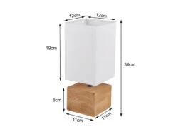 MeineWunschleuchte LED Tischleuchte Holzfuß Mit Stoffschirm In Weiß 12x12cm Höhe 30cm -Bestes Beleuchtungs Geschäft led tischleuchte holzfuss mit stoffschirm in weiss 4