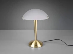 MeineWunschleuchte LED Tischleuchte Messing Glasschirm Weiß Satiniert - Touch Dimmbar, H32cm -Bestes Beleuchtungs Geschäft led tischleuchte messing glasschirm weiss satinier 2