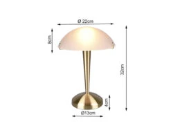 MeineWunschleuchte LED Tischleuchte Messing Glasschirm Weiß Satiniert - Touch Dimmbar, H32cm -Bestes Beleuchtungs Geschäft led tischleuchte messing glasschirm weiss satinier 3