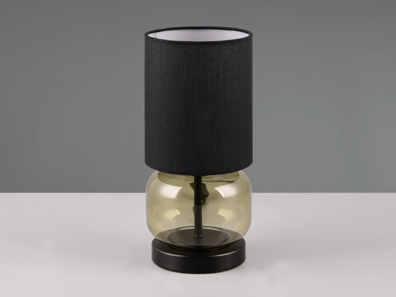 MeineWunschleuchte LED Tischleuchte Mit Glasfuß Grün Und Stoffschirm Schwarz, Höhe 28cm 7 MeineWunschleuchte LED Tischleuchte Mit Glasfuß Grün Und Stoffschirm Schwarz, Höhe 28cm – Bild 5