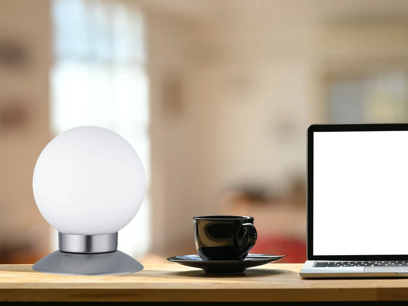 Reality Leuchten LED Tischleuchte PRINCESS Silber Glasschirm Weiß Dimmbar Touch Sensor, Ø10cm 6 Reality Leuchten LED Tischleuchte PRINCESS Silber Glasschirm Weiß Dimmbar Touch Sensor, Ø10cm – Bild 4