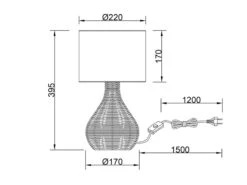 MeineWunschleuchte LED Tischleuchte Rattan Geflecht Stoffschirm Schwarz Im Boho Stil Ø 22cm -Bestes Beleuchtungs Geschäft led tischleuchte rattan geflecht stoffschirm schwa 5