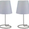 MeineWunschleuchte LED Tischleuchten 2er SET Silber Mit Stoffschirm Grau, Höhe 33cm 2 MeineWunschleuchte LED Tischleuchten 2er SET Silber Mit Stoffschirm Grau, Höhe 33cm -Bestes Beleuchtungs Geschäft led tischleuchten 2er set silber mit stoffschirm g