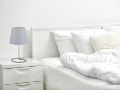 MeineWunschleuchte LED Tischleuchten 2er SET Silber Mit Stoffschirm Grau, Höhe 33cm -Bestes Beleuchtungs Geschäft led tischleuchten 2er set silber mit stoffschirm g 4