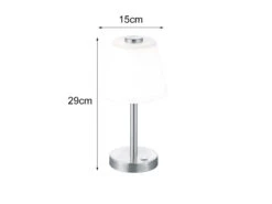 Trio Leuchten LED Touch Me Tischleuchte EMERALD Nickel Matt, Glaslampenschirm In Weiss H 29cm -Bestes Beleuchtungs Geschäft led touch me tischleuchte emerald nickel matt glas 3