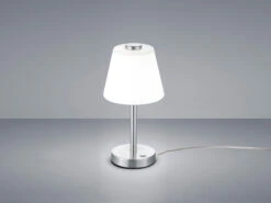 Trio Leuchten LED Touch Me Tischleuchte EMERALD Nickel Matt, Glaslampenschirm In Weiss H 29cm -Bestes Beleuchtungs Geschäft led touch me tischleuchte emerald nickel matt glas 4