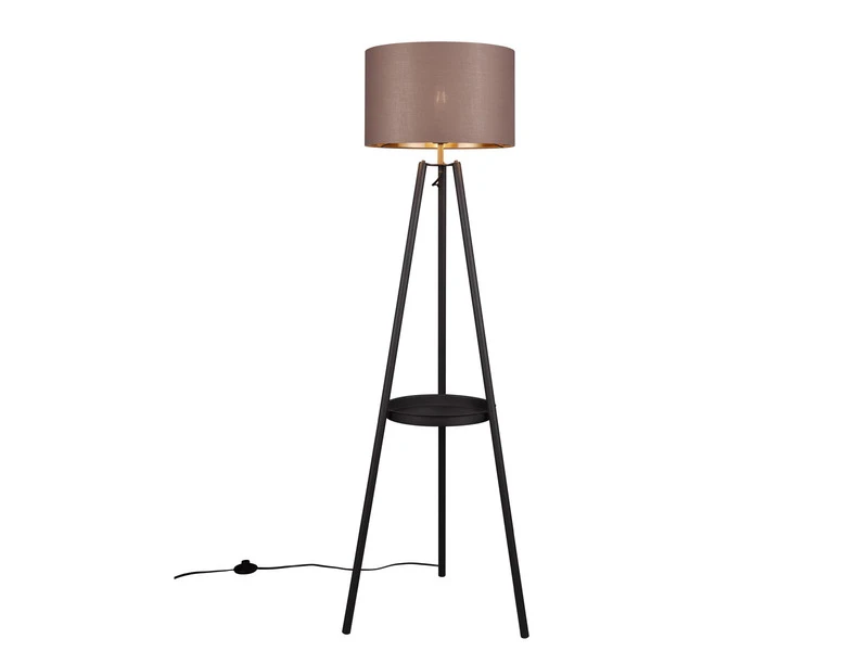 MeineWunschleuchte LED Tripod Stehleuchte Mit Stoffschirm In Taupe/Gold & Ablagetisch, H 152cm 4 MeineWunschleuchte LED Tripod Stehleuchte Mit Stoffschirm In Taupe/Gold & Ablagetisch, H 152cm – Bild 2