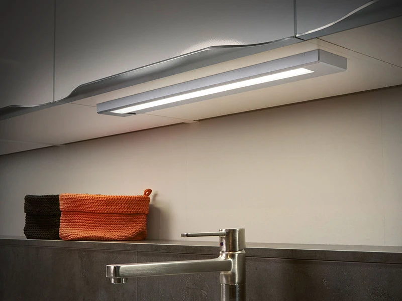 Trio Leuchten LED Unterbauleuchte ALINO Grau Flach Mit Schalter & 230V Direktanschluss, 55cm 3 Trio Leuchten LED Unterbauleuchte ALINO Grau Flach Mit Schalter & 230V Direktanschluss, 55cm