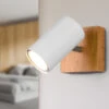 MeineWunschleuchte LED Wand- & Deckenstrahler Weiß Mit Holz 1-flammig Spot Schwenkbar -Bestes Beleuchtungs Geschäft led wand deckenstrahler weiss mit holz 1 flammig s