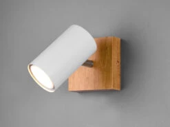 MeineWunschleuchte LED Wand- & Deckenstrahler Weiß Mit Holz 1-flammig Spot Schwenkbar -Bestes Beleuchtungs Geschäft led wand deckenstrahler weiss mit holz 1 flammig s 2