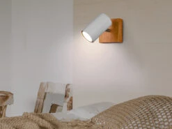 MeineWunschleuchte LED Wand- & Deckenstrahler Weiß Mit Holz 1-flammig Spot Schwenkbar -Bestes Beleuchtungs Geschäft led wand deckenstrahler weiss mit holz 1 flammig s 4