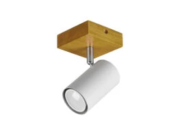 MeineWunschleuchte LED Wand- & Deckenstrahler Weiß Mit Holz 1-flammig Spot Schwenkbar -Bestes Beleuchtungs Geschäft led wand deckenstrahler weiss mit holz 1 flammig s 8