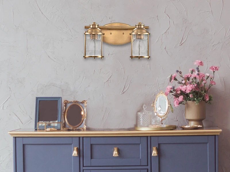 MeineWunschleuchte LED Wandleuchte In Messing Für Badezimmer & Wohnraum, 2-flammig Breite 36cm 3 MeineWunschleuchte LED Wandleuchte In Messing Für Badezimmer & Wohnraum, 2-flammig Breite 36cm