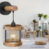 MeineWunschleuchte LED Wandleuchte Mit Holz 1-flammig, Gitter Schwarz Ø16cm -Bestes Beleuchtungs Geschäft led wandleuchte mit holz 1 flammig gitter schwarz