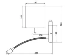 MeineWunschleuchte LED Wandleuchte Mit Leselampe & Eckigem Stoffschirm In Beige, Höhe 30cm -Bestes Beleuchtungs Geschäft led wandleuchte mit leselampe eckigem stoffschirm 1 3