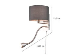 MeineWunschleuchte LED Wandleuchte Silber Matt Mit Stoffschirm Grau Ø 20cm & Leselampe -Bestes Beleuchtungs Geschäft led wandleuchte silber matt mit stoffschirm grau 2 3