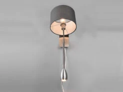 MeineWunschleuchte LED Wandleuchte Silber Matt Mit Stoffschirm Grau Ø 20cm & Leselampe -Bestes Beleuchtungs Geschäft led wandleuchte silber matt mit stoffschirm grau 2 4