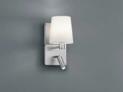 Trio Leuchten LED Wandleuchte Silber Mit Schwenkbarem Leselicht & Stoffschirm Rund Weiß -Bestes Beleuchtungs Geschäft led wandleuchte silber mit schwenkbarem leselicht 1 2