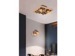 MeineWunschleuchte LED Wandstrahler 1 Flammig Silber Antik & Gold Mit Holz Im Industrial Style -Bestes Beleuchtungs Geschäft led wandstrahler 1 flammig silber antik gold mit h 6