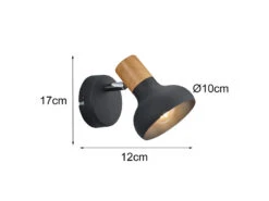 MeineWunschleuchte LED Wandstrahler Aus Metall In Schwarz & Holzoptik, Höhe 17cm -Bestes Beleuchtungs Geschäft led wandstrahler aus metall in schwarz holzoptik h 3