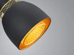 MeineWunschleuchte LED Wandstrahler Metall Schwarz Gold Mit Drahtgeflecht, Höhe 14cm -Bestes Beleuchtungs Geschäft led wandstrahler metall schwarz gold mit drahtgefl 3