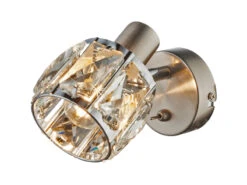 MeineWunschleuchte LED Wandstrahler Mit Schalter Und Glaskristallen Silber Matt, Höhe 12,5cm -Bestes Beleuchtungs Geschäft led wandstrahler mit schalter und glaskristallen s 16