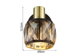 MeineWunschleuchte LED Wandstrahler Mit Schalter Und Glaskristallen Schwarz Gold, Höhe 12,5cm -Bestes Beleuchtungs Geschäft led wandstrahler mit schalter und glaskristallen s 2