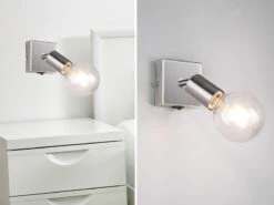 MeineWunschleuchte LED Wandstrahler Silber Dimmbar, 1 Flammiger Spot Mit Schalter, 9x11cm