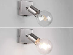 MeineWunschleuchte LED Wandstrahler Silber Dimmbar, 1 Flammiger Spot Mit Schalter, 9x11cm -Bestes Beleuchtungs Geschäft led wandstrahler silber dimmbar 1 flammiger spot m 3