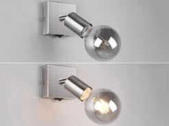 MeineWunschleuchte LED Wandstrahler Silber Dimmbar, 1 Flammiger Spot Mit Schalter, 9x11cm -Bestes Beleuchtungs Geschäft led wandstrahler silber dimmbar 1 flammiger spot m 4