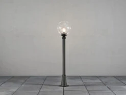 MeineWunschleuchte LED Wegeleuchte Aluminium Schwarz Mit Glaskugel, Höhe 118cm -Bestes Beleuchtungs Geschäft led wegeleuchte aluminium schwarz mit glaskugel ho 3