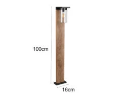 MeineWunschleuchte LED Wegeleuchte Laterne In Schwarz & Holzoptik Mit Glasschirm, Höhe 100cm -Bestes Beleuchtungs Geschäft led wegeleuchte laterne in schwarz holzoptik mit g 3