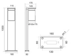 MeineWunschleuchte LED Wegeleuchte Laterne In Schwarz & Holzoptik Mit Glasschirm, Höhe 100cm -Bestes Beleuchtungs Geschäft led wegeleuchte laterne in schwarz holzoptik mit g 6