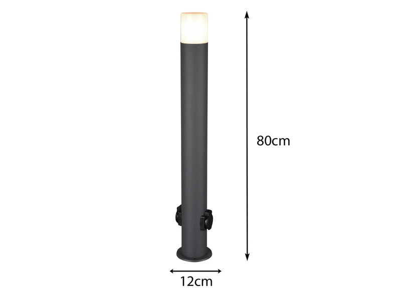 MeineWunschleuchte LED Wegeleuchte Pollerleuchte Mit 2 Steckdosen In Anthrazit Höhe 80cm IP44 6 MeineWunschleuchte LED Wegeleuchte Pollerleuchte Mit 2 Steckdosen In Anthrazit Höhe 80cm IP44 – Bild 4
