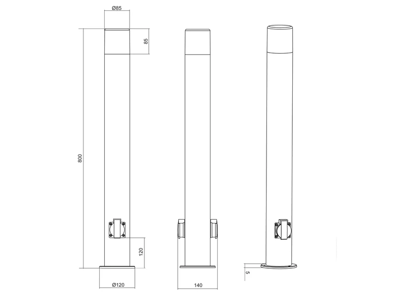 MeineWunschleuchte LED Wegeleuchte Pollerleuchte Mit 2 Steckdosen In Anthrazit Höhe 80cm IP44 9 MeineWunschleuchte LED Wegeleuchte Pollerleuchte Mit 2 Steckdosen In Anthrazit Höhe 80cm IP44 – Bild 7