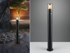 MeineWunschleuchte LED Wegeleuchte Schwarz Rauchgrau Mit Bewegungsmelder, Höhe 80cm