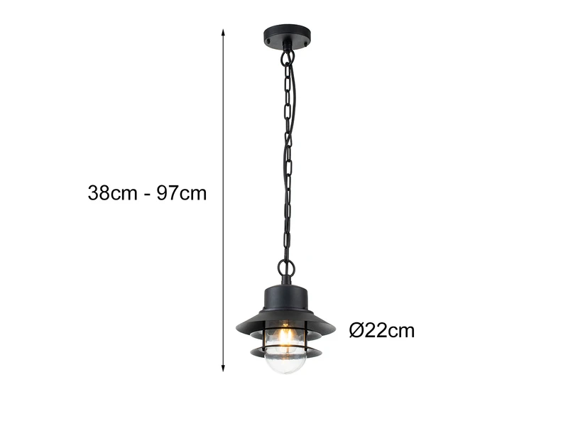 MeineWunschleuchte LED Wetterfeste Außen Hängeleuchte Aus Edelstahl, Schwarz Ø22cm 6 MeineWunschleuchte LED Wetterfeste Außen Hängeleuchte Aus Edelstahl, Schwarz Ø22cm – Bild 4