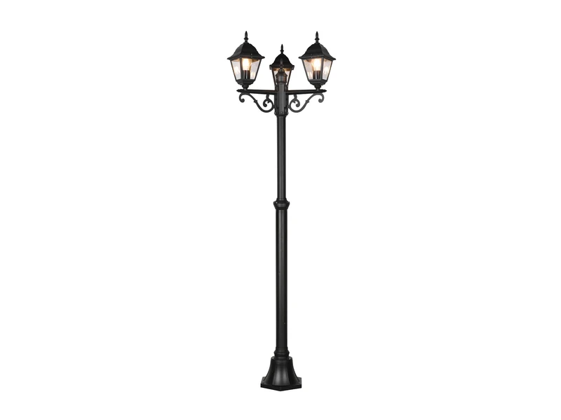 Trio Leuchten Mastleuchte LIVENZA 3-flammige Laterne Aluminium Schwarz Höhe 200cm 4 Trio Leuchten Mastleuchte LIVENZA 3-flammige Laterne Aluminium Schwarz Höhe 200cm – Bild 2