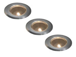 Konstsmide Mini LED Bodeneinbauspots Edelstahl/Glas 3er Basisset Mit Trafo Ø7cm IP44 -Bestes Beleuchtungs Geschäft mini led bodeneinbauspots edelstahl glas 3er basis 1