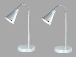 Reality Leuchten Moderne Flexible LED Schreibtischleuchten 2er SET 1 Flammig Kunststoff In Silber
