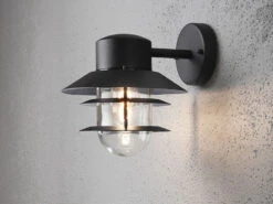 Konstsmide Moderne LED Außen Wandlaterne Hängend, Aluminium Schwarz, Höhe 24cm