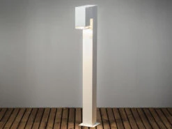 MeineWunschleuchte Moderne LED Pollerleuchte Aus Aluminium, Höhe 100cm, Weiß