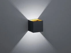 Trio Leuchten Moderne Up & Down LED Wandleuchte LOUIS Schwarz Matt/ Gold, 10x10x10cm
