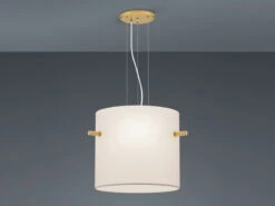 Trio Leuchten Pendelleuchte CAMDEN Messing Matt Mit Stoff Lampenschirm Weiß Ø 65cm -Bestes Beleuchtungs Geschäft pendelleuchte camden messing matt mit stoff lampen 2