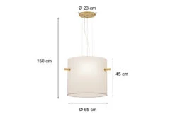 Trio Leuchten Pendelleuchte CAMDEN Messing Matt Mit Stoff Lampenschirm Weiß Ø 65cm -Bestes Beleuchtungs Geschäft pendelleuchte camden messing matt mit stoff lampen 3