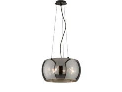 Fischer & Honsel Pendelleuchte DIMA 3flammig Rund Aus Rauchglas Industrial Ø 40cm -Bestes Beleuchtungs Geschäft pendelleuchte dima 3flammig rund aus rauchglas ind 1