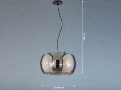 Fischer & Honsel Pendelleuchte DIMA 3flammig Rund Aus Rauchglas Industrial Ø 40cm -Bestes Beleuchtungs Geschäft pendelleuchte dima 3flammig rund aus rauchglas ind 3